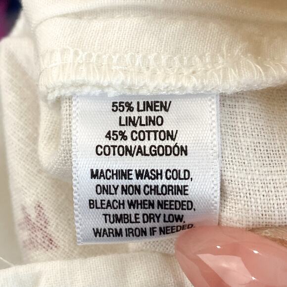 NWT Ann Taylor LOFT White Linen Blend Shorts 00 Patterned Diamond Boho Beach - Picture 5 of 5